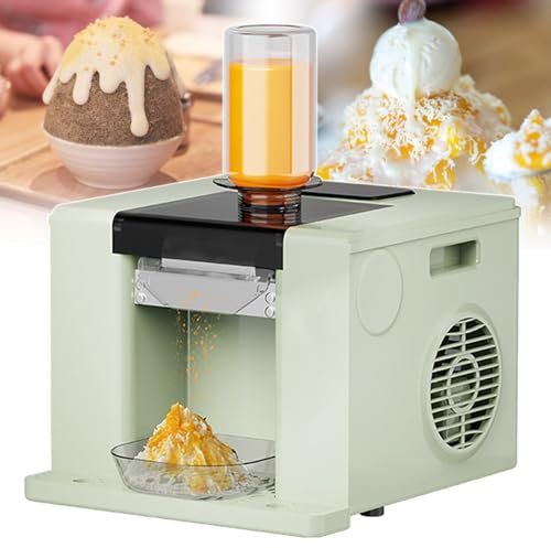 Machine À Glace Pilée Électrique Professionnelle | Sorbetière Italienne 280 W - 60 Kg/Jour + Nettoyage Par Simple Pression, Capacité De 750 ml, Pour Salons De Thé Et Cafés,Green