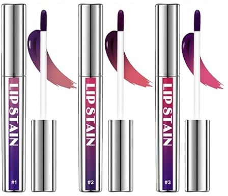 3Pcs Peel Off Lip Stain and Liner Set，Long Lasting Waterproof Matte Lip Tint,Non-Stick Cup Nude Lip Gloss,Smudge Proof Lip Liner and Stain，Lip Gloss Set (Hot Pink, #3)