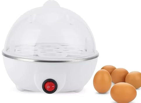 Ccarzzi Egg Boiler Multi Electric Egg Cooker with Small Measuring Cup, Up to 7 Egg Capacity, for Soft Dippy, Hard & Poached Eggs (White)