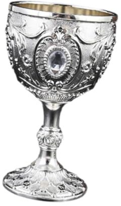 SiaBiced Cáliz Pequeño para Agua, Diseño Retro, Ideal para Vino Y Cócteles, Plata, Individual