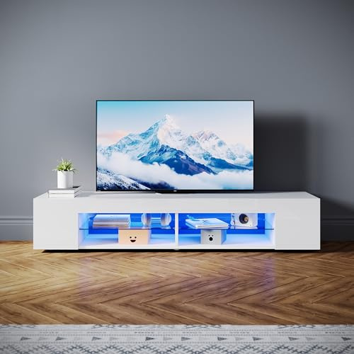 SONNI Mobile TV Soggiorno 160x39x30cm, Mobiletto TV Bianco, Mobile Sotto TV con illuminazione LED