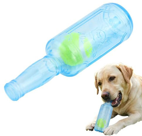 Gioco da Masticare Cani, Giocattolo Interattivo Scricchiolante a Forma di Bottiglia con Palla da Tennis, Accessorio per Cani di Taglia Media e Grande, per Attività Esterne e Addestramento, 20 cm