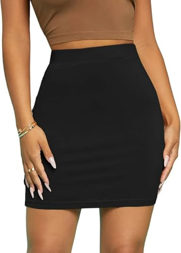 JiaYouLC Fashion Mini Skirt Stretchy for Women UK Sexy Stretch Tight Micro Pencil Skirt Short Casual Office Work Clubbing- (UK, Numeric, 12, Regular, Regular, Black1)