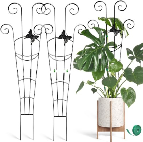 Coomin 32.6in Monstera Plant Support for Indoor Plants, 2P Trellis for Climbing Plants Indoor, Plant Climber Stakes for Potted Plants