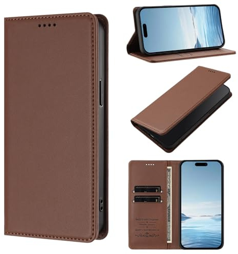WOWUDI Funda para Motorola Moto G22 4G / E32S / E22S 4G,Bloqueo RFID Carcasa Protector con Ranuras para Tarjetas,ase Magnético Fuerte Ranura para Doble Tarjeta -Marrón