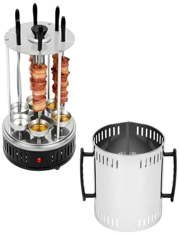 MEHOOSPVN Barbecue électrique à kebab avec moteur - Broche verticale avec 6 brochettes à kebab - 1000 W - Sans fumée - En acier inoxydable