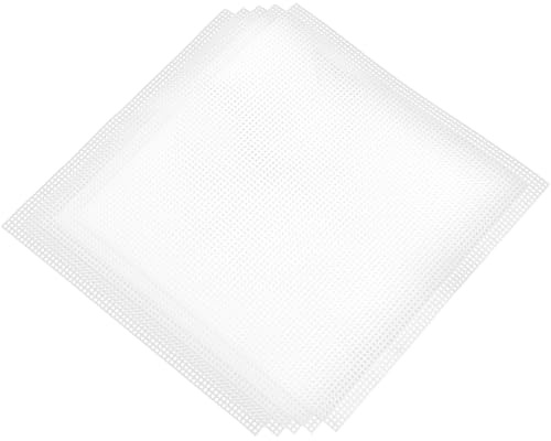 HOODANCOS Set 5 Pezzi Rete Plastica Bianca per Borse Uncinetto, Tela Rigida Tagliabile Superficie Liscia per Progetti Fai da Te