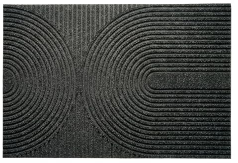Floordirekt Schmutzfangmatte Circa - rutschfeste Fußmatte mit innovativer TPE-Technologie Rückseite - Ideal für Eingänge, Flur und Haustür - Anthrazit Wellen - 40x60cm