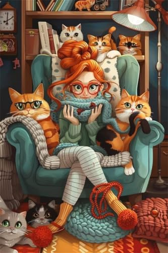 Puzzle 50 Teile Mädchen Katze 35 x 25 cm Impossible Klassische Puzzles Puzzle Erwachsene Anspruchsvoll Geschicklichkeitsspiel für die Ganze Familie