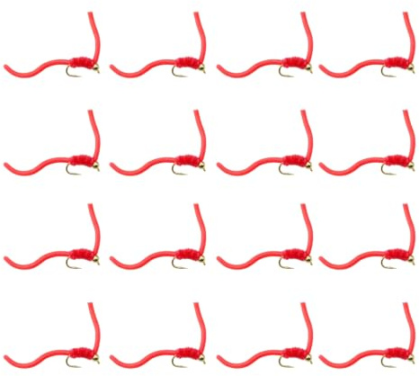 Squirmy Worm fiskefluga, set med 16 mjukt silikonbete för öring