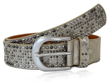 irisaa Damen Gürtel Breiter Nietengürtel im Vintage-Look, Jeansgürtel