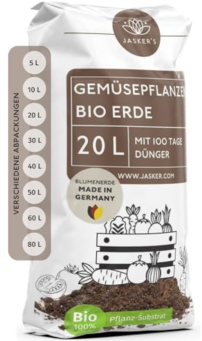 Bio Gemüseerde & Hochbeeterde für Gemüse 20 L - Bio Erde für Gemüsepflanzen mit 50% weniger Torf - Pflanzenerde mit organischem Dünger - Universalerde - Pflanzerde Gemüse