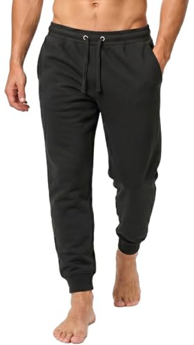 Iron Mountain Återvunnet garn för män miljövänligt anti-noppor flexibel bekväm joggingbyxa, Svart, 4XL