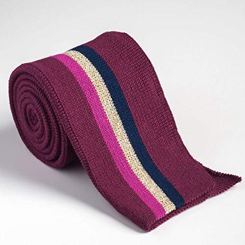 Strickbündchen, gefaltete Collegebündchen in Bordeaux mit Streifen in Pink/Marine/Gold, 90 cm, Bordeaux