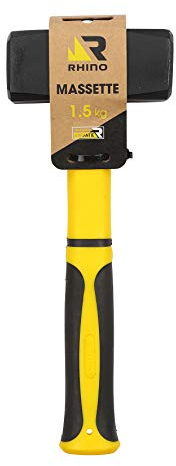 RHINO 18222 - Mazzuola da 1,5 kg con manico infrangibile (trimateriale), peso 1,5 kg, alta qualità, strumento per colpire o percussione utilizzato dai muratori
