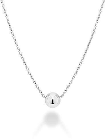 Miabella 925 Sterling Silver or 18K Yellow Gold Plated Italian 5mm Slide Bead Ball Pendant Necklace for Women Chain Made in Italy (Length 20 Inches, sterling silver)