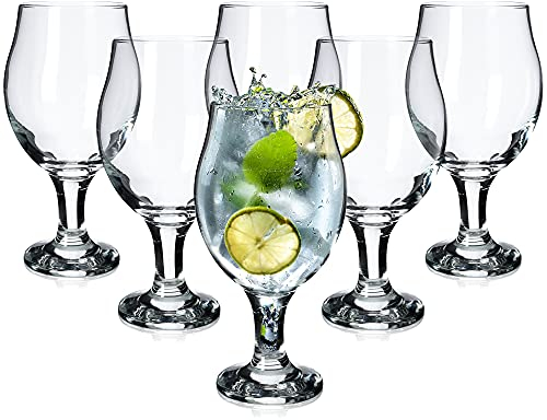KADAX Juego de 6 vasos de cristal con mango estirado, vasos de cóctel, vasos de agua, vasos de cerveza, tulipán (570 ml)