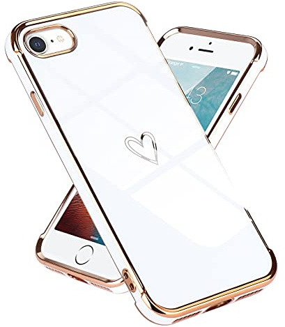 Lafunda kompatibel mit iPhone 7/iPhone 8/iPhone SE2020/SE2022 Handyhülle Mädchen Liebesherz Silikonhülle weich TPU Hülle Ultra dünn Stoßfeste Schutzhülle Silikon case für iPhone 7/8/SE2020 Weiß