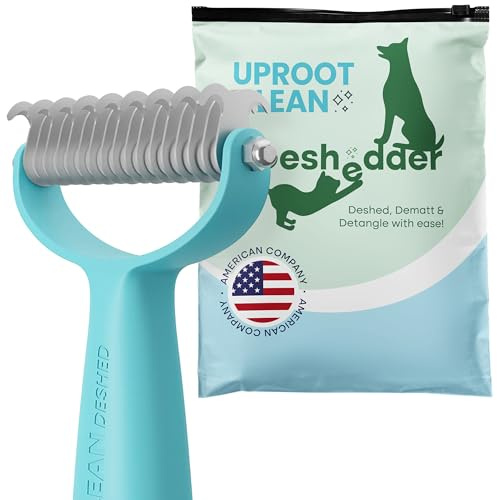 Uproot Clean Undercoat Rake for Dogs - Versatile Dematting Comb for Dogs, Cats & Bunnies - Dual-Sided 9 & 17 Blade Dog Deshedding Brush - Gentle & Effective Grooming Tool for All Coat Types