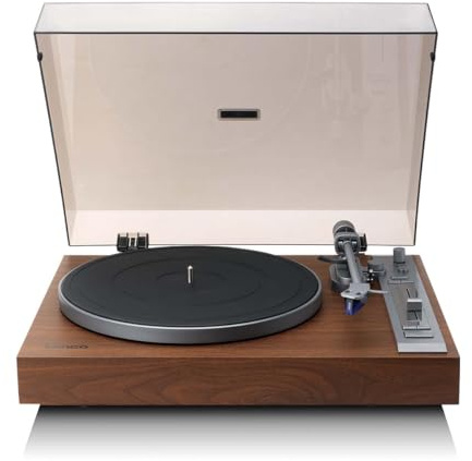 Lenco LBT-515WD - Tocadiscos de tracción Directa, Pastilla Azul de 2 m y Bluetooth, Madera