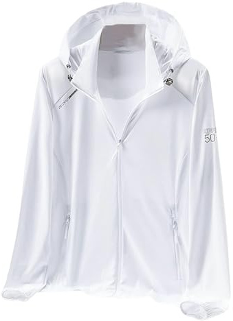Cromoncent Women's UPF 50+ Sun Protection Running Jacket, White, Medium