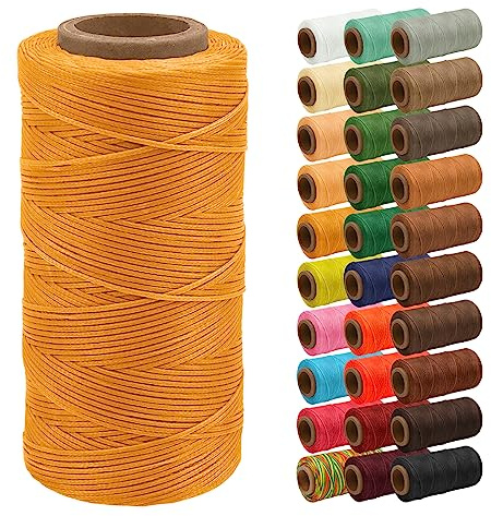 Uiopa Wachsfaden, 1mm x 200m Flacher Ledergarn Gewachst, Leder Nähen Faden Sattlergarn Gewachste für Nähprojekte, Reparatur, Buchbinden, DIY Basteln