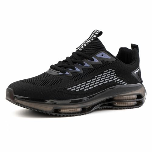 Hitmars Laufschuhe Herren Sportschuhe Turnschuhe Joggingschuhe Running Sport Schuhe Luftkissen Atmungsaktiv Gym Sneaker Fitness Trailrunning Schwarz 42