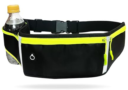 Schwarz laufgürtel, Gürteltasche wasserdichte Sport Bauchtasche, Laufgürtel mit wasserdichtem, Fitnessgürtel mit Verstellbarem Gummiband, für Jogging Laufen und Andere Outdoor-Aktivitäten Damen/Herren
