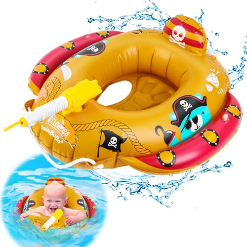 Flotteur de natation pour bébé Luckits Flotteur de piscine gonflable pour tout-petits avec pistolet à eau Bouée de bain pirate avec siège piscine gonflables pour bébés de 2 à 4 ans tout-petits enfants