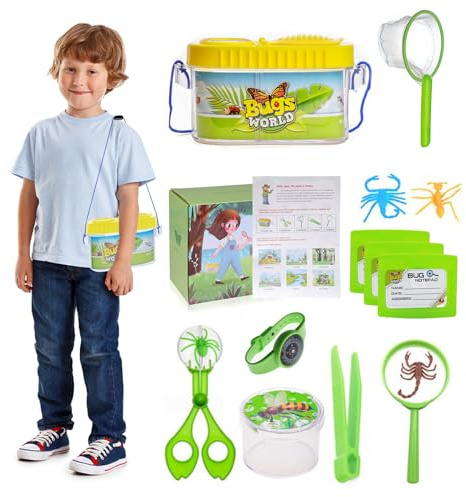 15 Stück Forscherset Kinder, Entdecker-Set, Bug Catcher, Outdoor Explorer Kit für Kinder mit Insektenbox Becherlupen für Kinderabenteuer, Insektenfang, Käferjagd