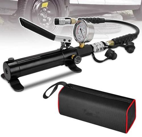 Bomba hidráulica manual de alta presión, bomba hidráulica manual de 10000 psi (rosca Zg3/8), manguera de 70 cm + contenido de aceite de 175 cc, válvula de retorno de aceite ajustable, adecuada para
