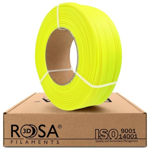 ROSA3D PLA Filament 1.75 mm für 3D Drucker, PLA Gelb Neon, Refill Filament 1kg