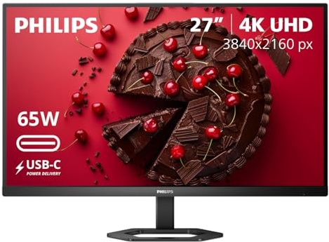 PHILIPS 27-inch 4K UHD (3840 x 2160) IPS Monitor, HDR 400, VESA, HDMI, VGA, USB-C, Adaptive Sync, 4 Year Warranty