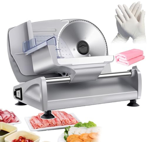 forplubossmmp Trancheuse à Viande en Acier Inoxydable | Machine à Trancher La Viande Commerciale | Trancheuse électrique pour Charcuterie avec Bouton De Réglage L'épaisseur | Trancheuses électriques