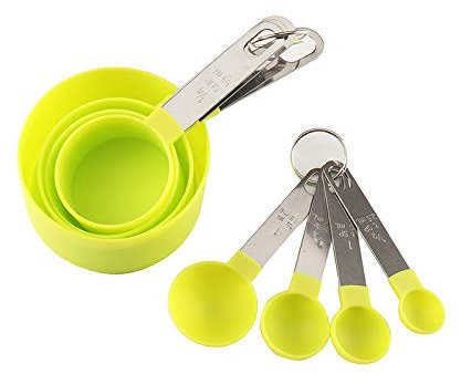 Measuring Cups & Spoons Set,8 Piece Nesting Measure Cups with Stainless Steel Handle,Stackable Accurate Measuring Set with Easy-Read Markings,Kitchen Gadgets for Cooking & Baking