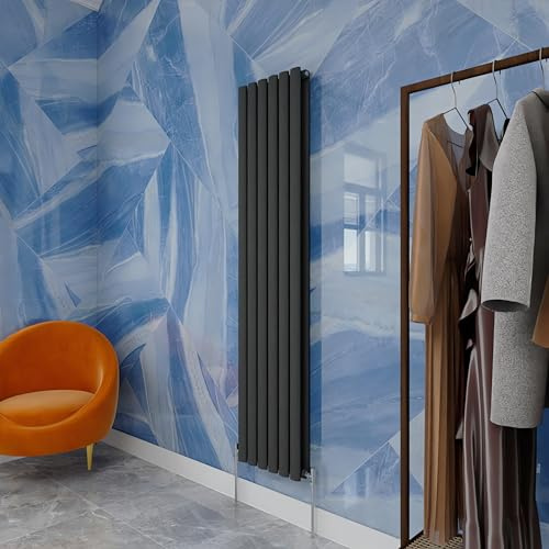 Vertical Oval Column Radiator Anthracite 1600x354mm Double panel for Bathroom/Hall/Kitchen Central heating Radiator