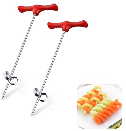 OHREN Cortador en espiral, 2 unidades, máquina de corte de acero inoxidable, espiralizador de verduras, patatas fritas, apto para frutas y verduras creativas, zanahoria, calabacín, pepino, manzana