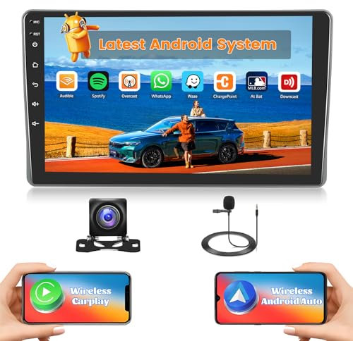 Hikity 2G + 64G Autoradio Android 15 per Fiat Panda 2003-2012 con Touch Screen da 9 pollici, Radio 2 DIN con Wireless Carplay Android Auto RDS/FM Radio BT GPS WiFi + Telecamera posteriore + MIC