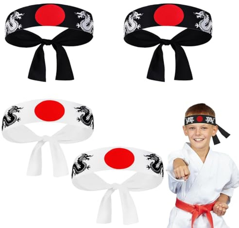 TISCH 4 Stück Ninjas Party Stirnband, Ninja Party Zubehör, Kinder Geburtstagsdeko, Ninja Gastgeschenke für Karate, Weihnachten, Geburtstagsparty