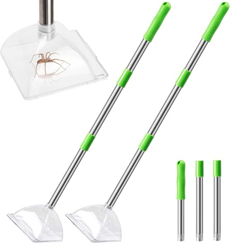 2 Stück Spinnenfänger Mit Langem Griff -Lebend Spider Catcher - Verletzungsfreies Spinnen Insektenfalle mit Insektenbox -Berührungsloser Insektenfänger -Sicheren Fangen und Freilassen von Spinnen