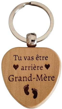 Porte-clés en Bois Gravé Annonce Grossesse – Cadeau Personnalisé Bébé Naissance Baptême Noël