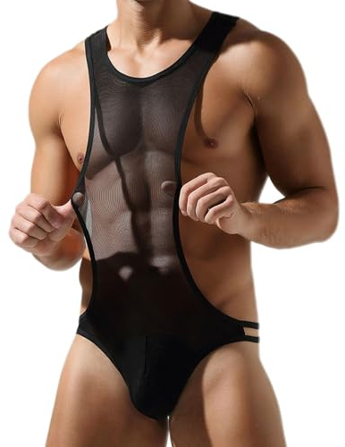 JOCKMAIL Herren Einteilig Bodysuit Atmungsaktiv Tanga Unterwäsche Sexy Wrestling Singlet Stretchy Einteilige Bademode