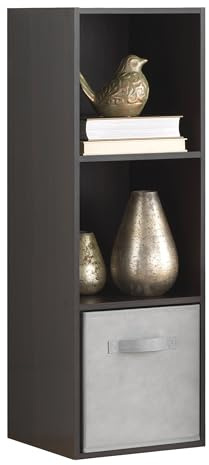 Whitmor 3 Cube Bookcase, 3 Tier Stackable MDF Bookself, Open Storage Display Organizer, Storage Cabinet for Living Room, Bedroom, Home, Office, 12.2 L x 11.7 W x 35.6 H, Espresso