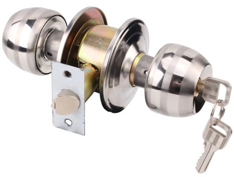 YIZITU Pomo de puerta de aleación de zinc con forma redonda para puerta con cerradura de entrada, pomos de metal con llave para puerta interior, pomos redondos para puerta