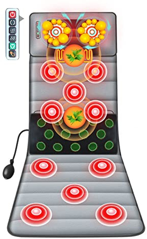 Tappetino massaggiante vibrante per tutto il corpo, massaggiatore per la schiena, per massaggiare la schiena profonda, massaggiatore per sedia per casa o ufficio riscaldamento PadRD Aqiong