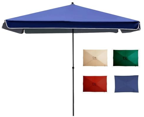 RTVGNSZSJL 250x250cm Ombrellone Quadrato Grande, Impermeabile Ombrellone da Giardino Protezione UV Ombrellone da Spiaggia Regolabile(Blue,1.8x2.2m/6x7ft)