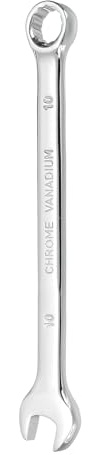 sourcing map Combination Wrench 10mm Metric,12-Point Box and Open End | CR-V Steel Double Ended Silver White Spanner Tool,for Automotive Pipe Furniture Machinery DIY Repair