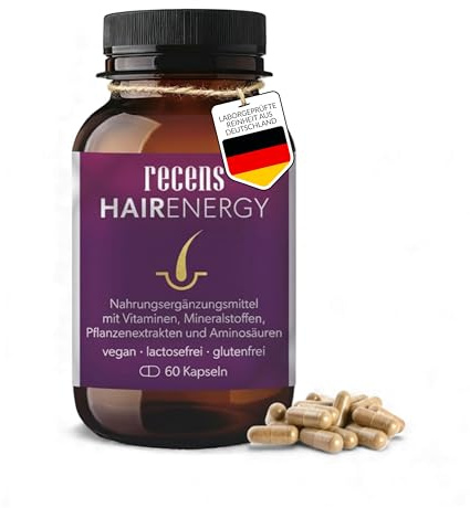 recens Hair Energy – Premium Haar-Vitamine mit Biotin, Zink, Selen, Aminosäuren & Pflanzenextrakten – Für die Erhaltung normaler Haare – vom Apotheker entwickelt – 60 Kapseln (1 Monat)