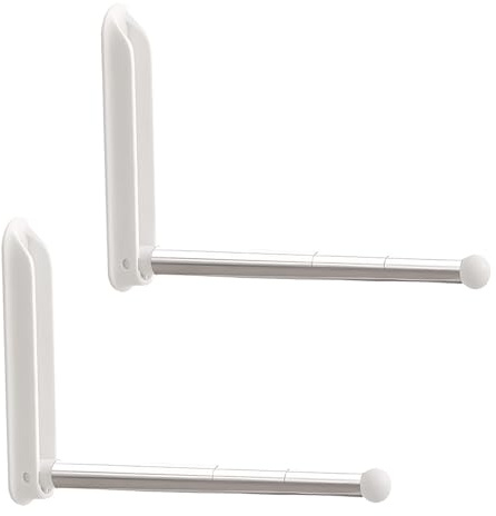 ZSUIQIN 2 Piezas Perchero de Pared Extensible, Ganchos Plegables Autoadhesivos, Soporte de Perchas de Pared – Sin Taladro para apartamentos de hotel, estudiantes, apartamentos (Blanco)