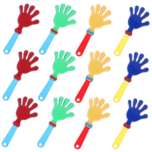 MAGICLULU 12pcs Bright Plastic Hand Clappers Noisemakers for Party Favors Lightweight Safe for Boys Random Color